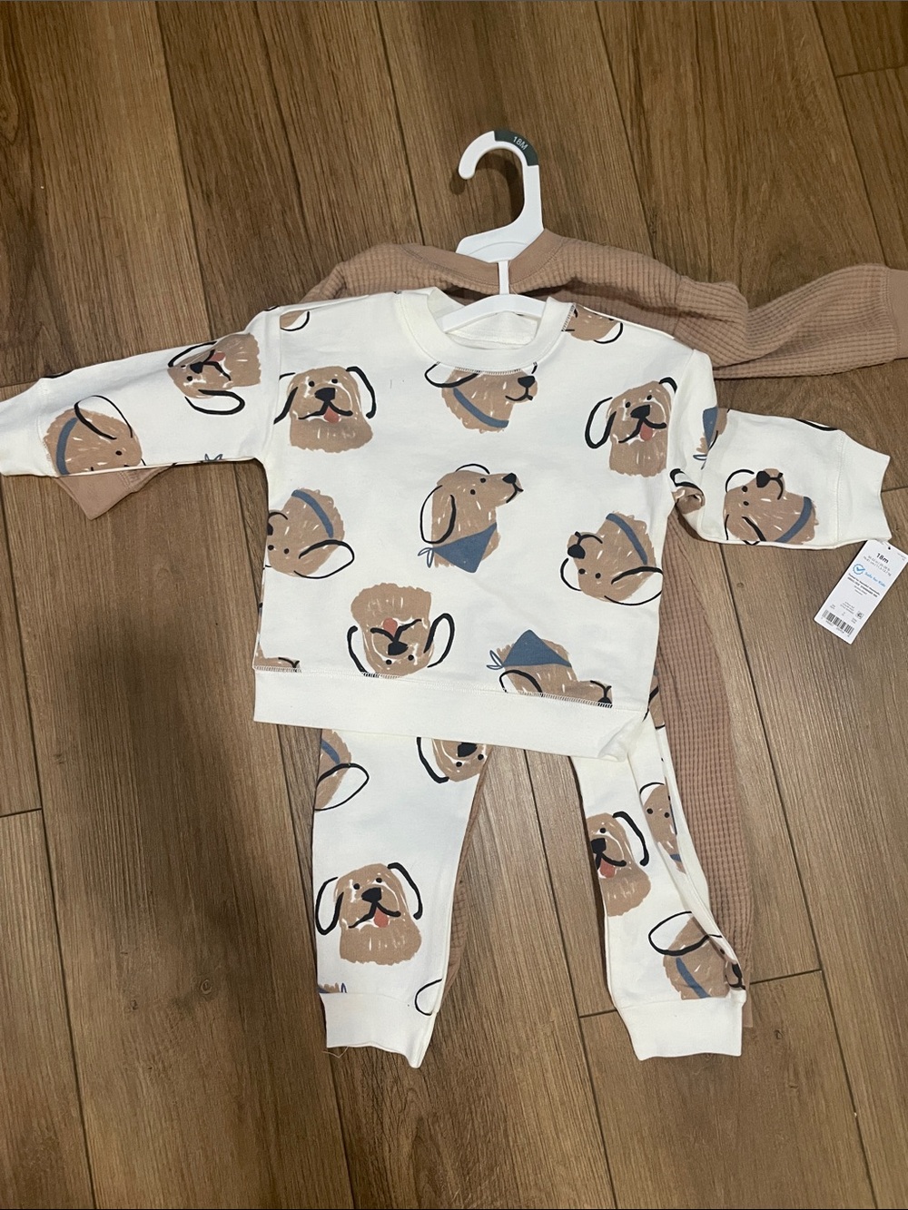 Carter's Cream and Tan Dog-Print Pajama Set